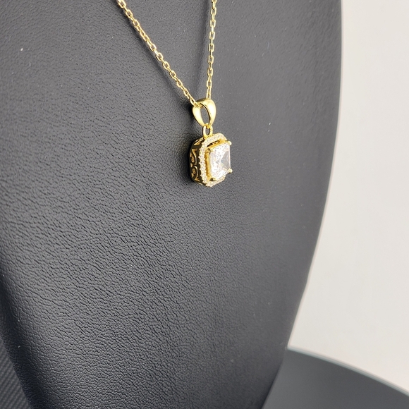 925 Sterling Silver Square Gemstone Necklace – Dainty Minimalist Jewelry - Picture 4 of 6